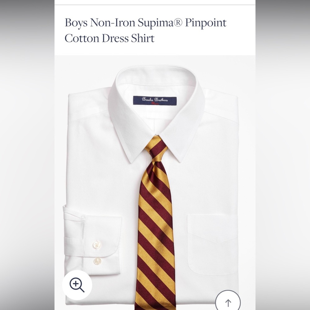 Brooks brothers boys size 6 white dress shirt no-iron